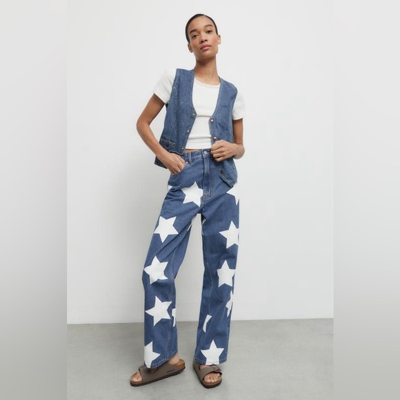 BDG Dropped-Waist Straight Leg Jean - Star Print - Picture 1 of 14